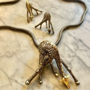 Vintage Giraffe Necklace and Earring Set